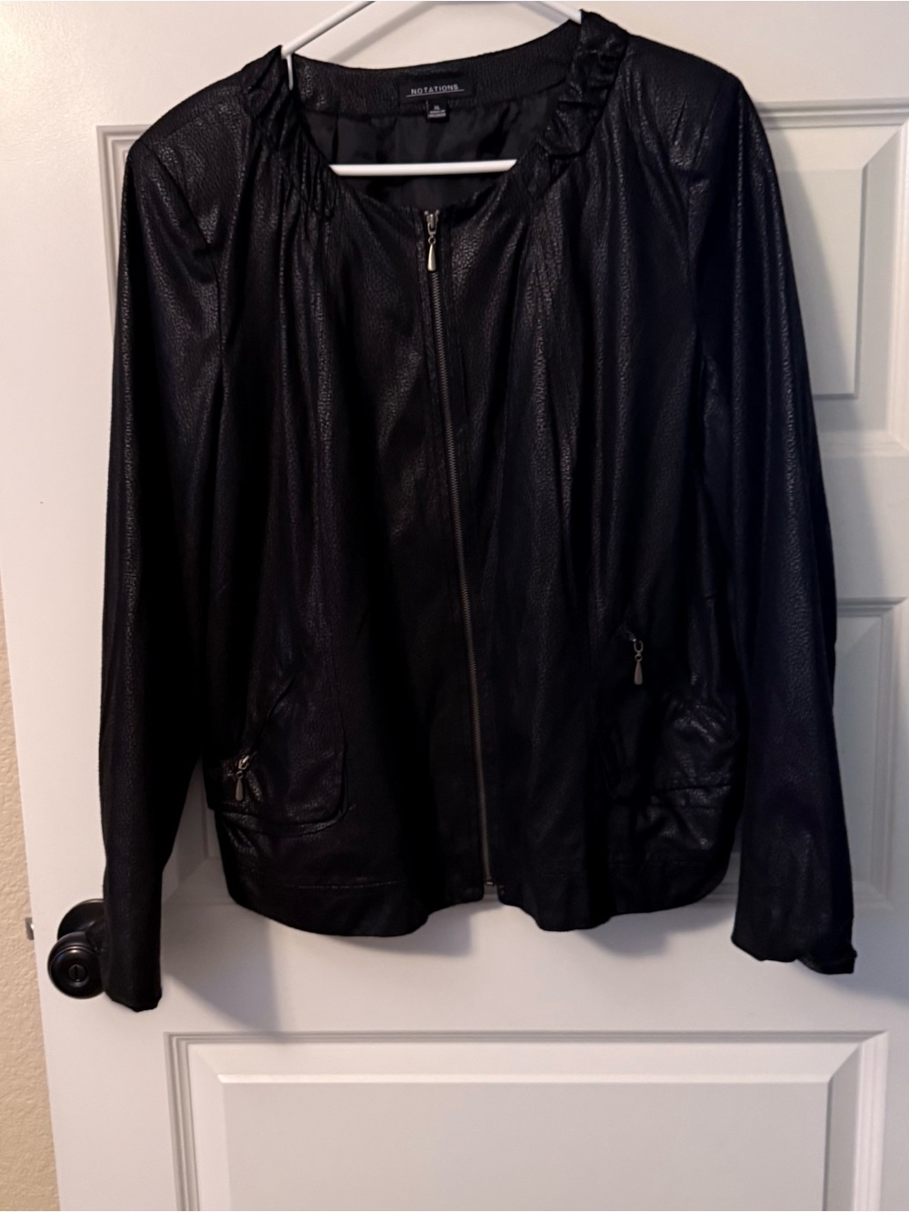 BKE Black Faux Leather Zip-Front Jacket